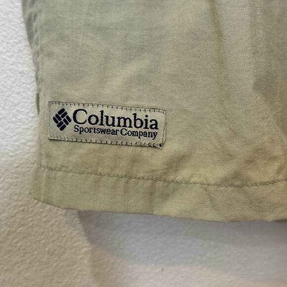 Columbia Casual Swim Shorts Mens Size Medium Khaki Elastic Belted Waist Pockets - Picture 3 of 9